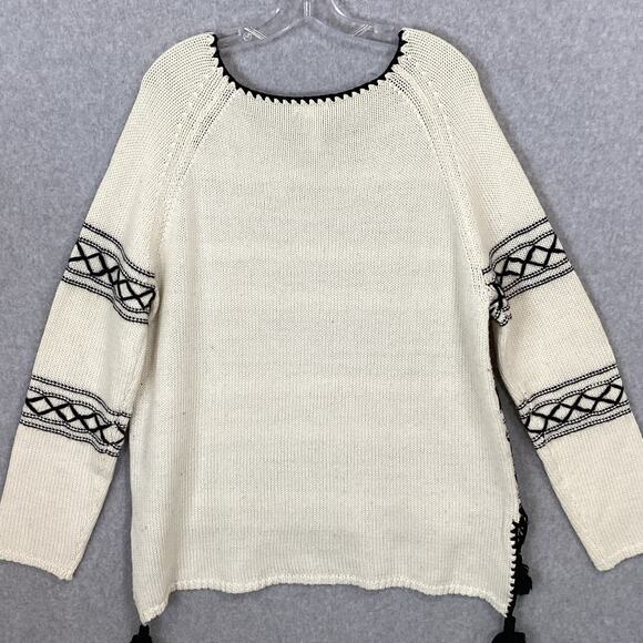 Sundance Pullover Sweater Womens XL Lambswool Blend Artsy Boxy Fit Tassel Boho - Picture 6 of 16